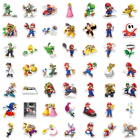 Paquete de 50 Stickers de Mario Bros – Funky