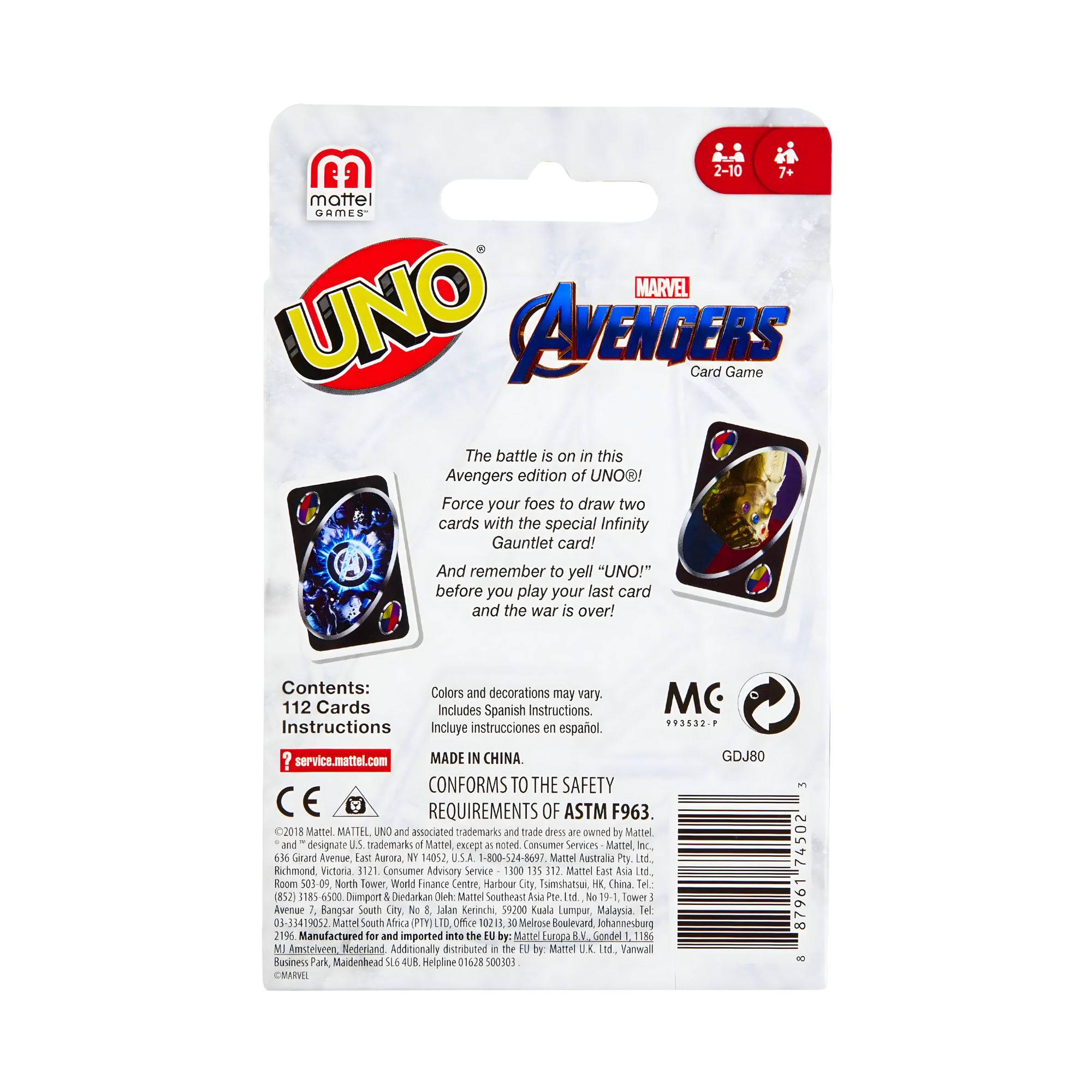 Juego de UNO Avengers