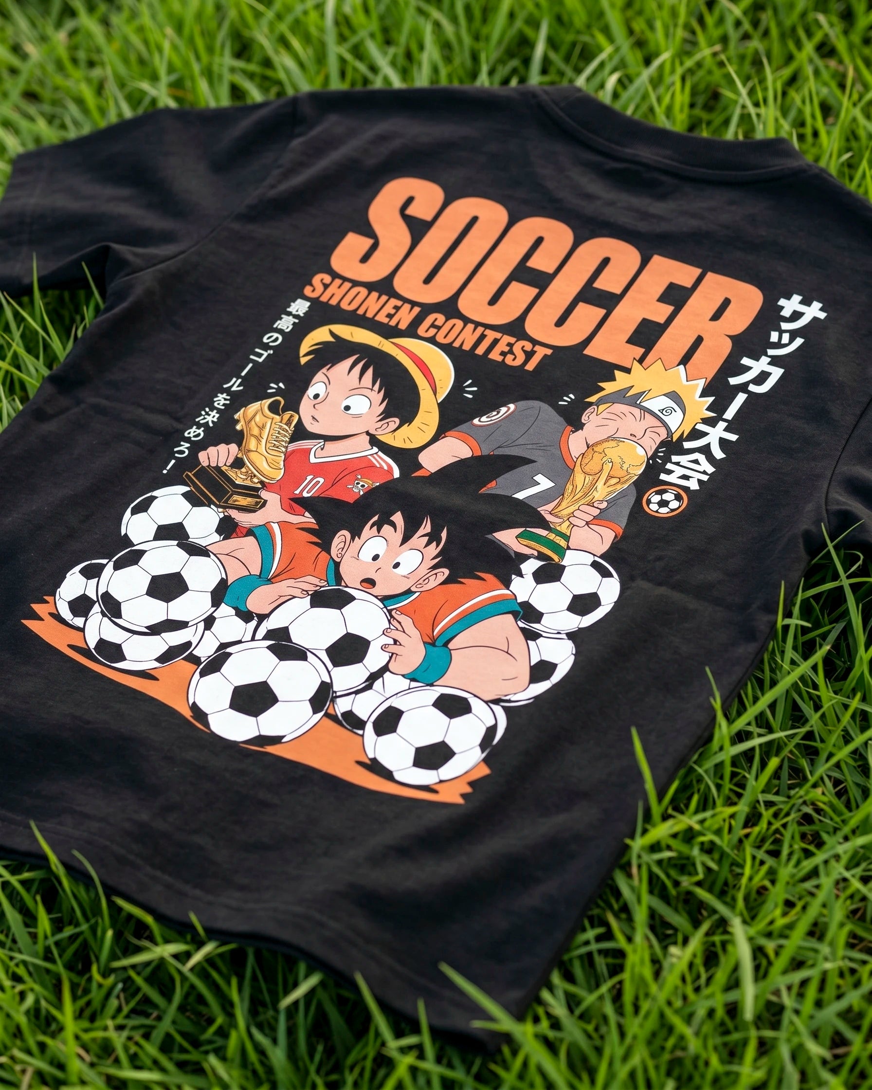 Playera Goku, Luffy y Naruto – Edición Fútbol