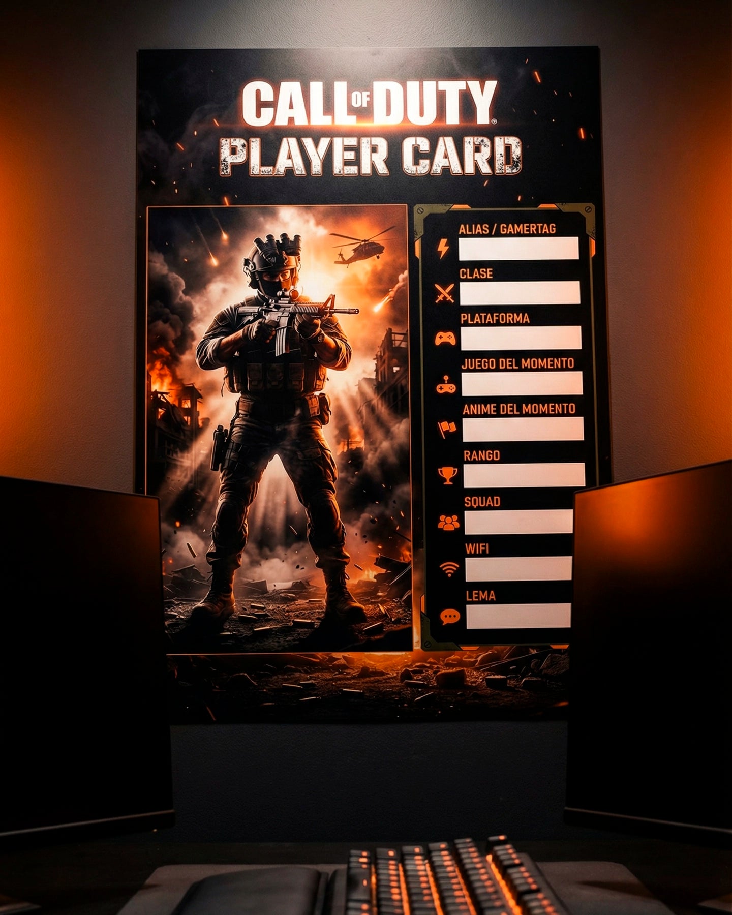 Player Card Gamer – Perfil Personalizable de Pared