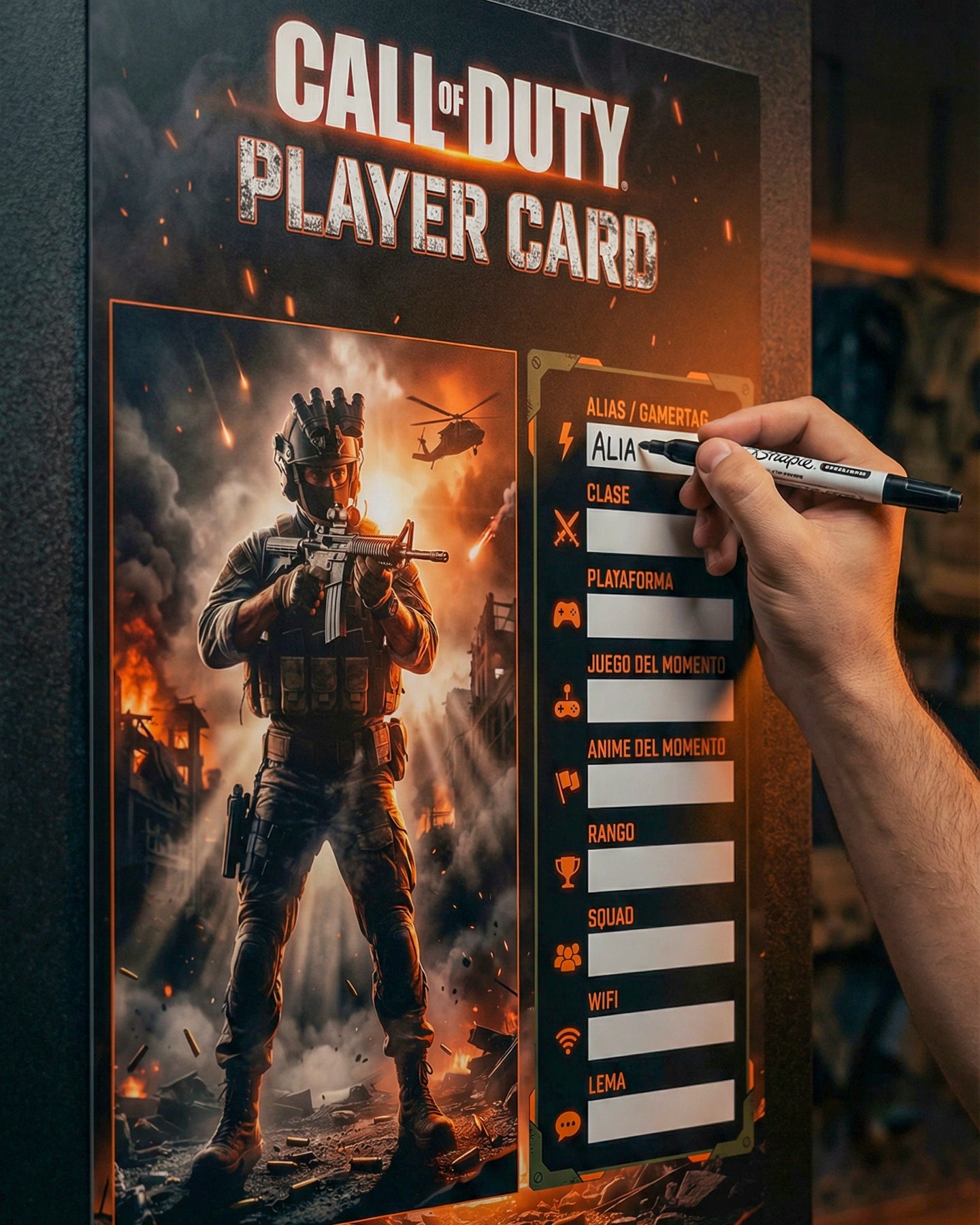 Player Card Gamer – Perfil Personalizable de Pared