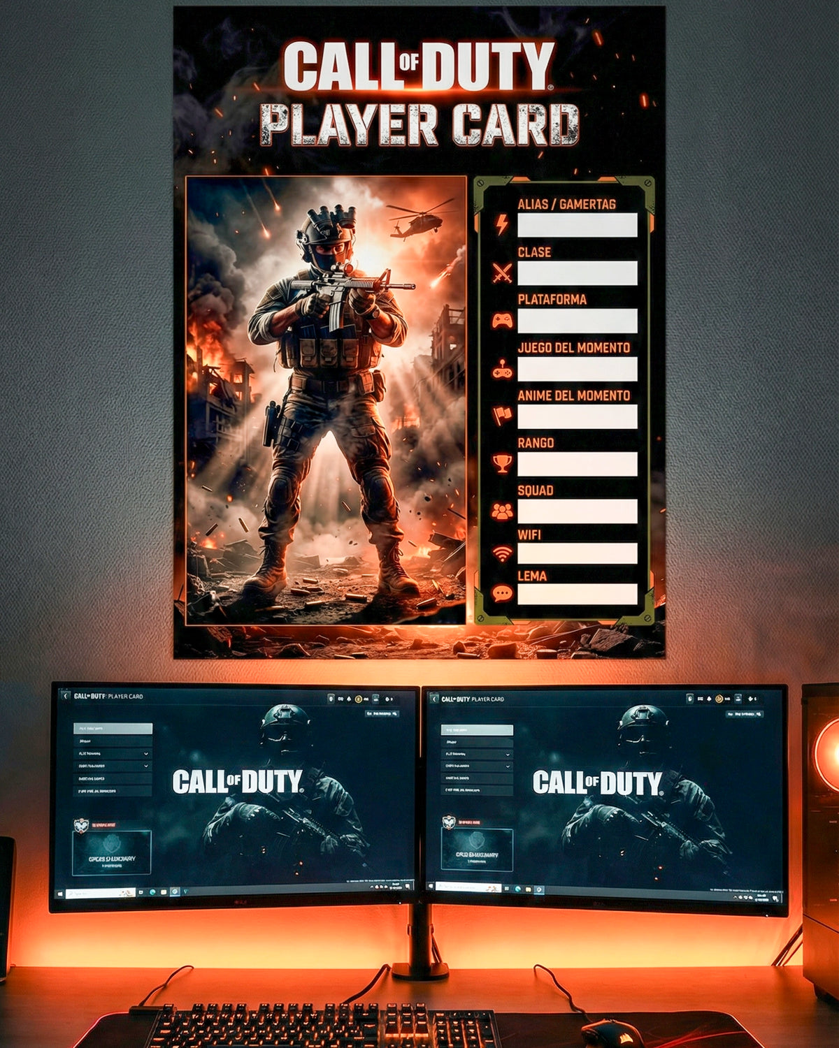Gamer Card Example Player Card Gamer – Perfil Personalizable de Pared – Funky