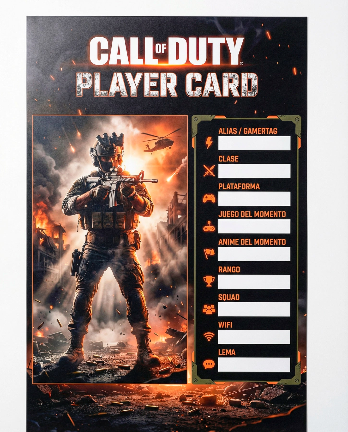 Player Card Gamer – Perfil Personalizable de Pared