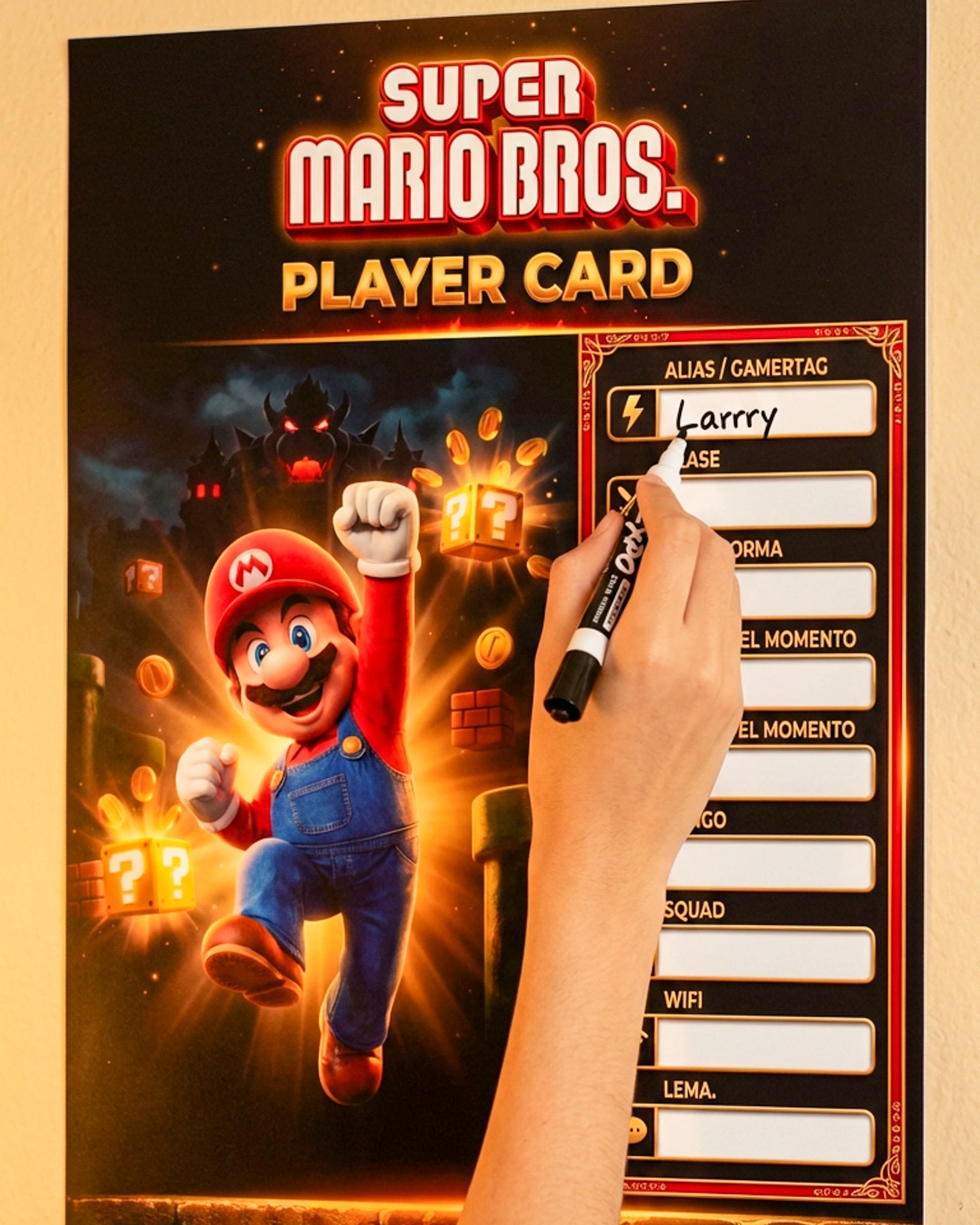 Player Card Gamer – Perfil Personalizable de Pared