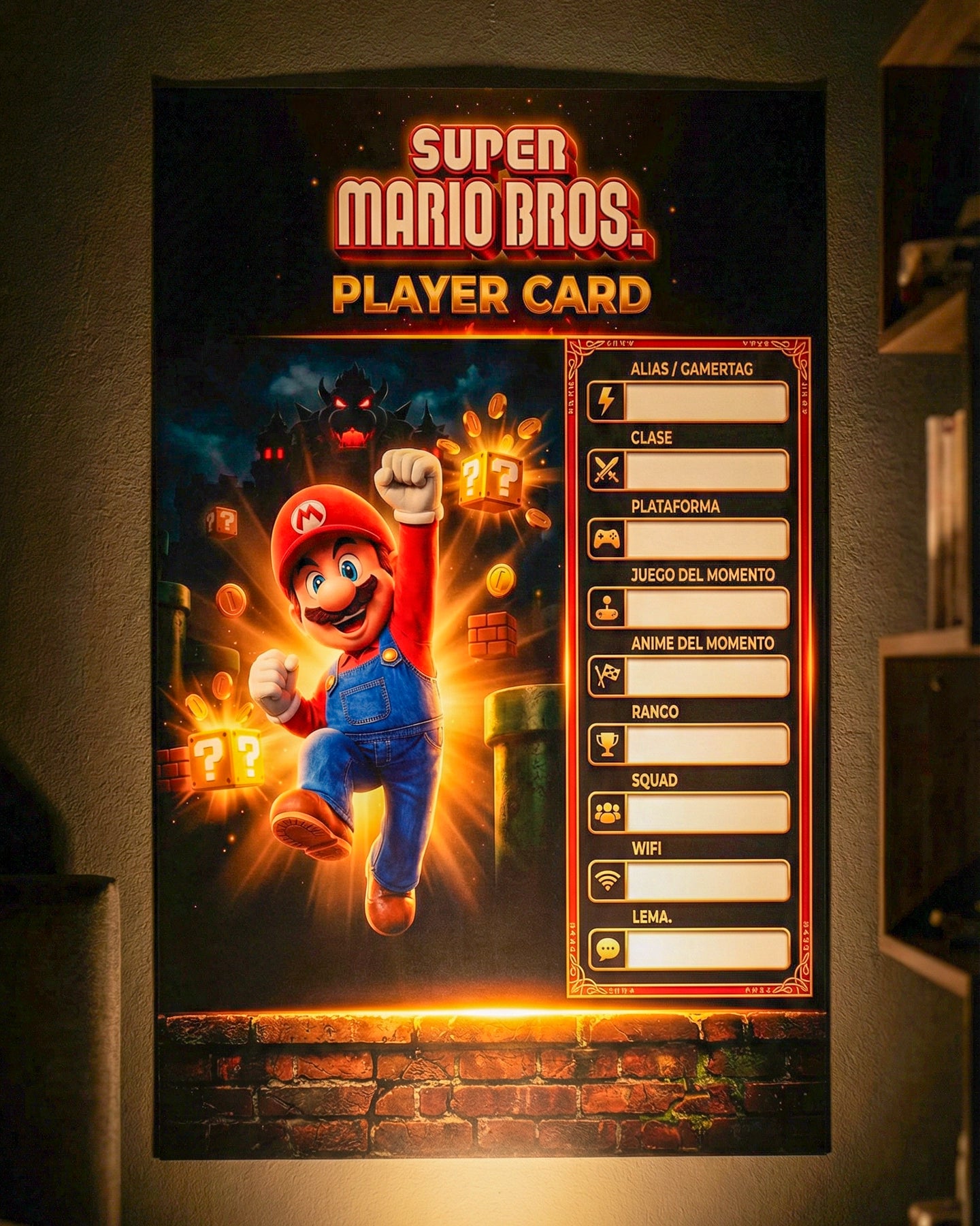 Player Card Gamer – Perfil Personalizable de Pared